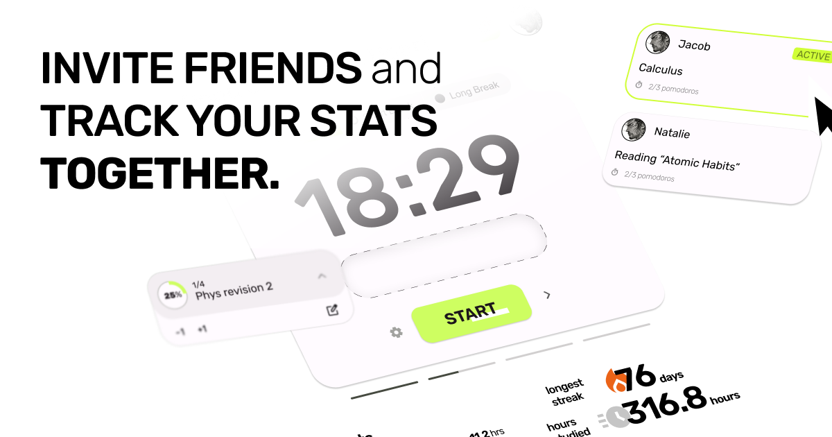 The Tomodoro dashboard: a task list, the timer island, and friends' live sessions